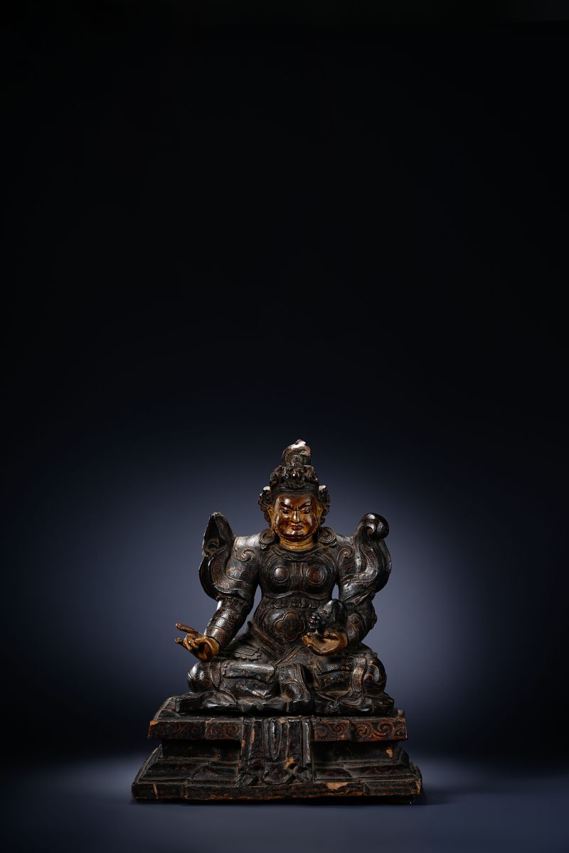 17世纪 紫檀木泥金财神坐像 - 图3
