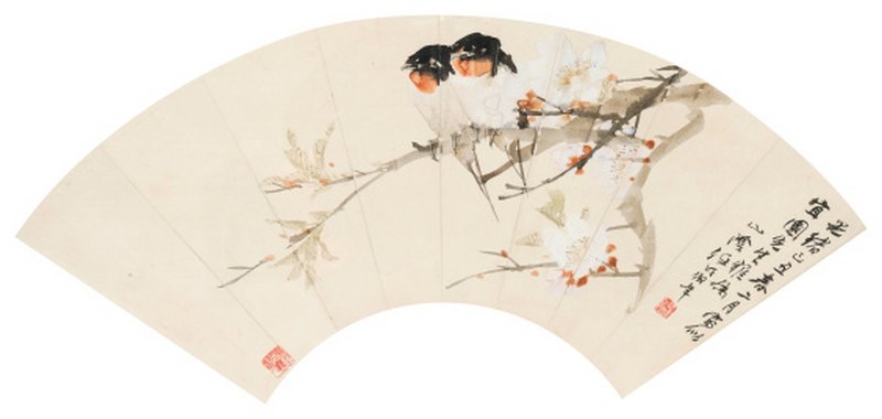 任伯年 1840-1896 花枝双栖
