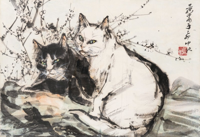 黄 胄 1925-1997 双猫 - 图2