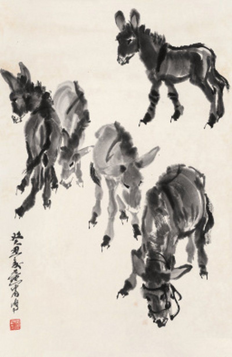 黄 胄 1925-1997 五驴图