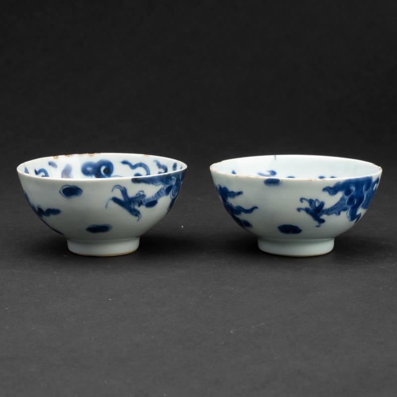   明 青花龍紋茶盞五點 - 图4