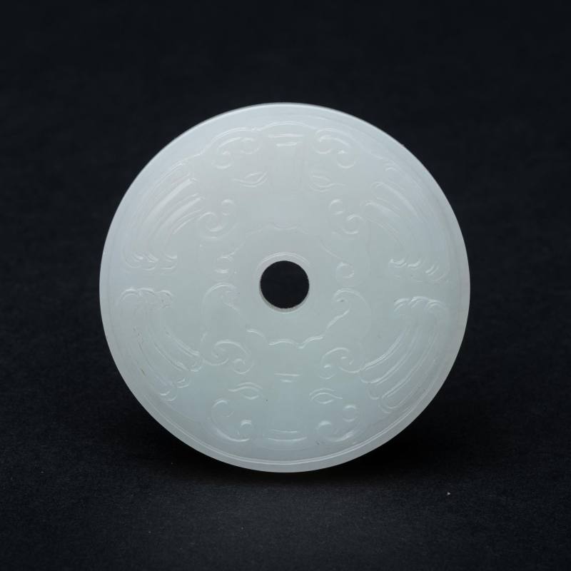    清 白玉蝠紋雙龍壁 - 图2