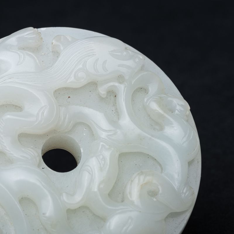    清 白玉蝠紋雙龍壁 - 图4