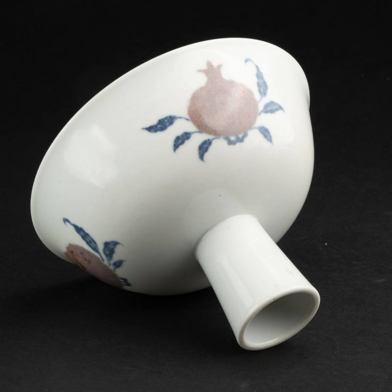    明 青花釉裡紅壽桃高足杯 - 图5