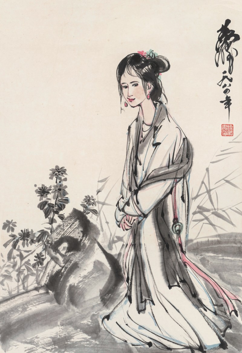 黄 胄 1925-1997 仕女 - 图2