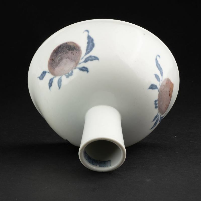    明 青花釉裡紅壽桃高足杯 - 图6