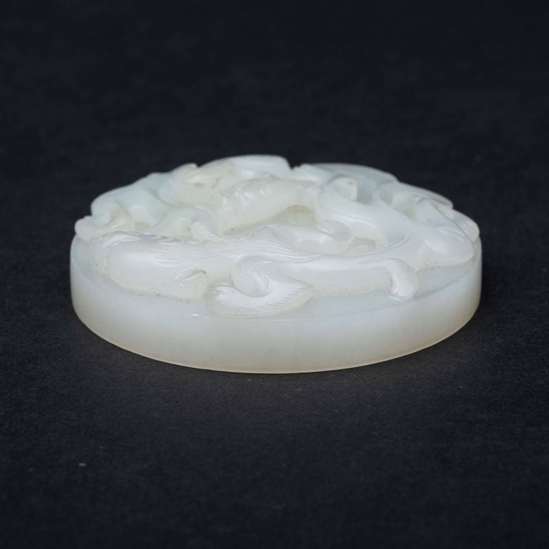    清 白玉蝠紋雙龍壁 - 图6