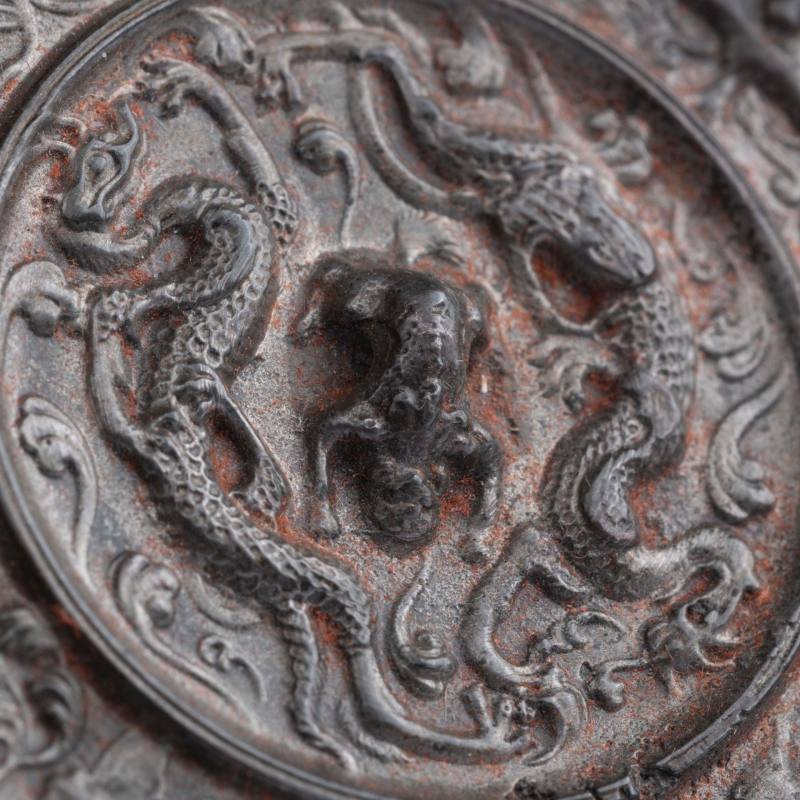    唐 伏默鈕雙龍葡萄手鏡 - 图3