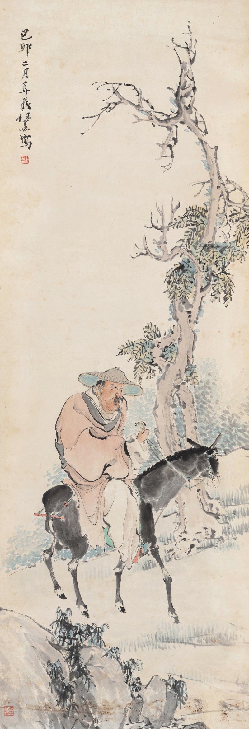 任 薰 1835-1893 骑驴图 - 图2