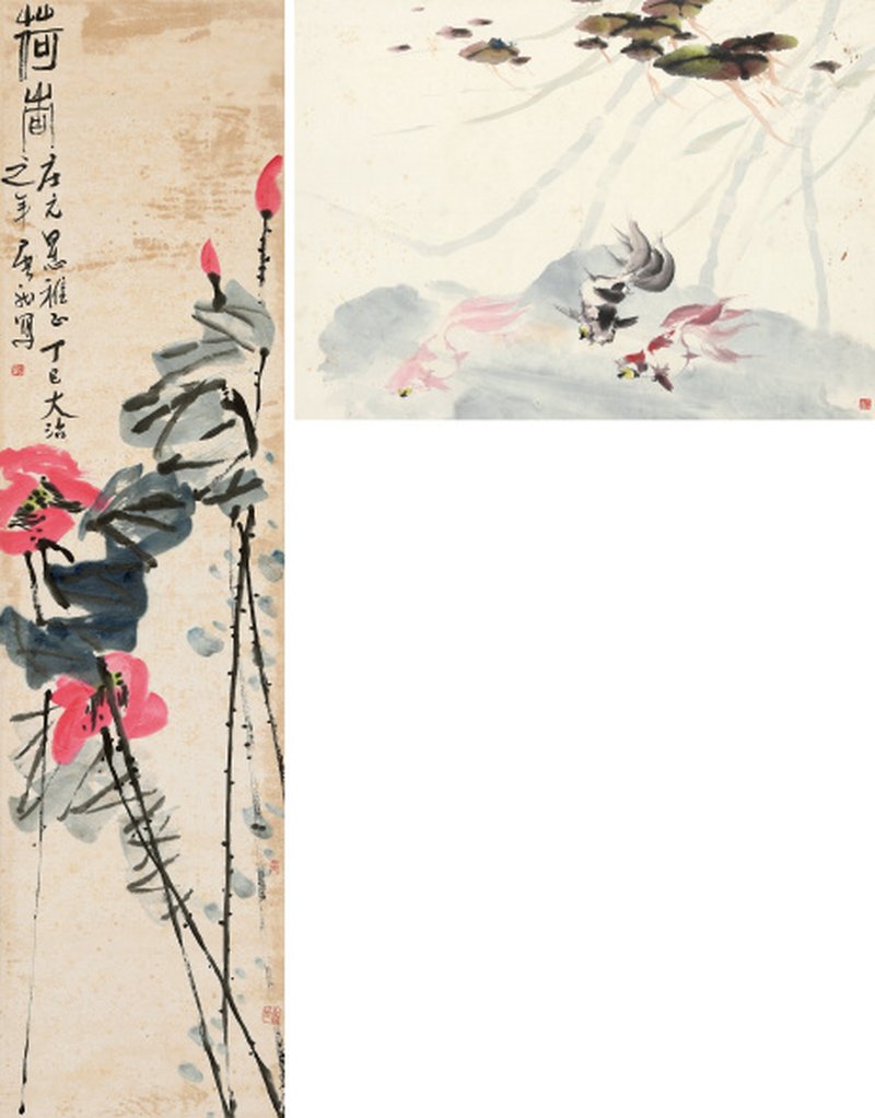 蔡展龙、顾一尘致庄元贞 荷香、金鱼二幅
