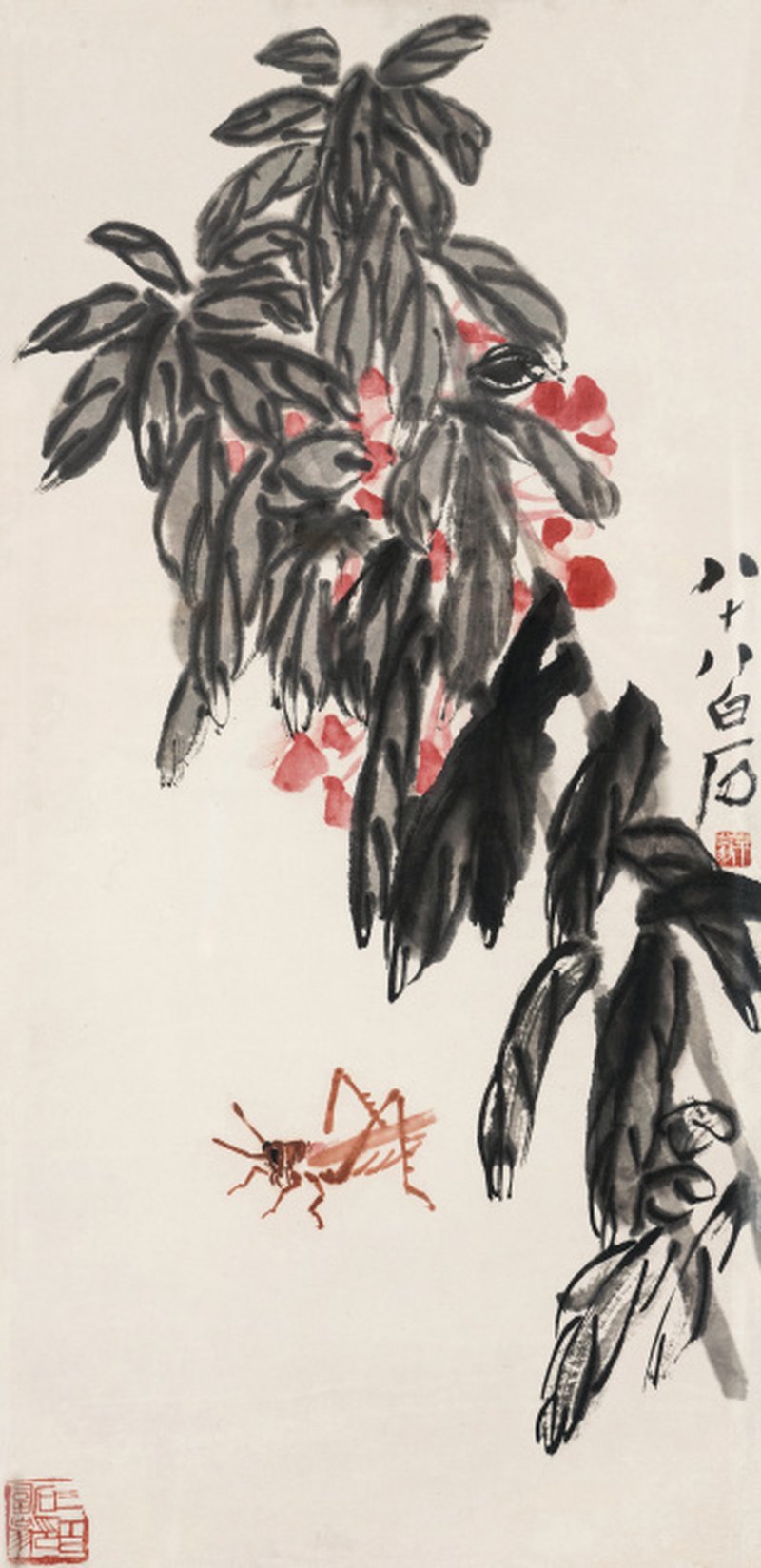 齐白石 1864-1957 海棠虫草