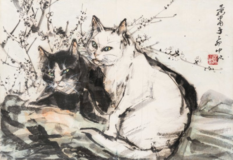 黄 胄 1925-1997 双猫