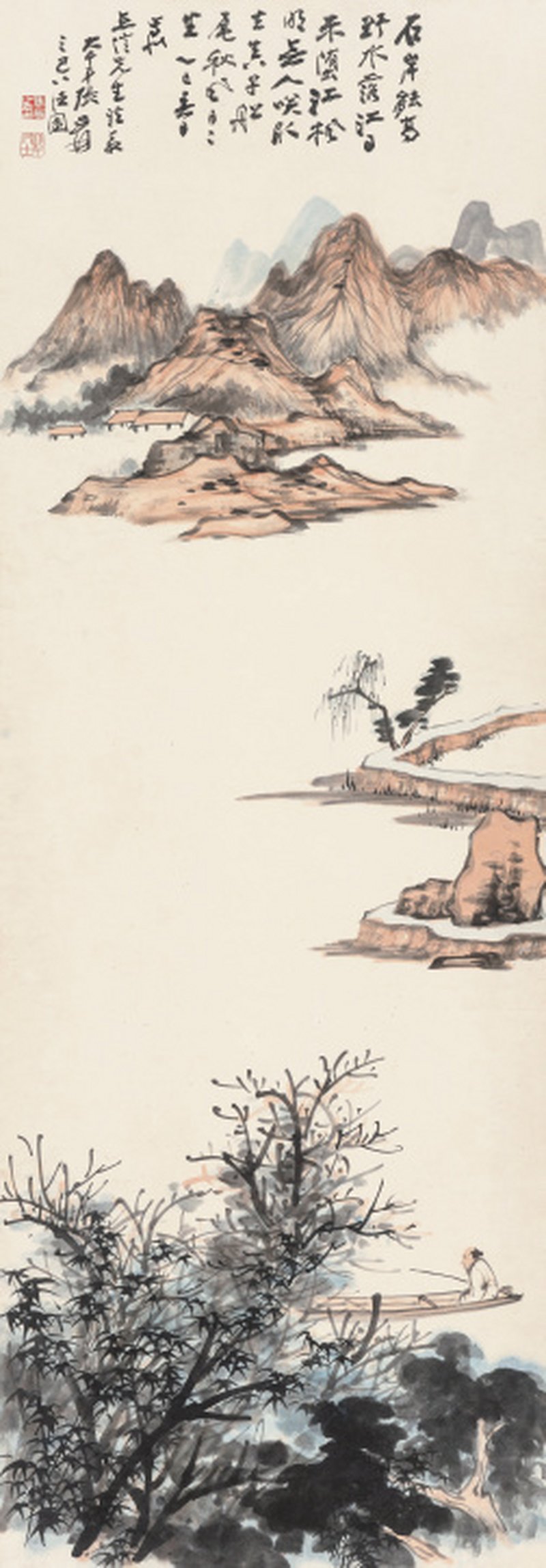 张大千 1899-1983 石岸独钓图