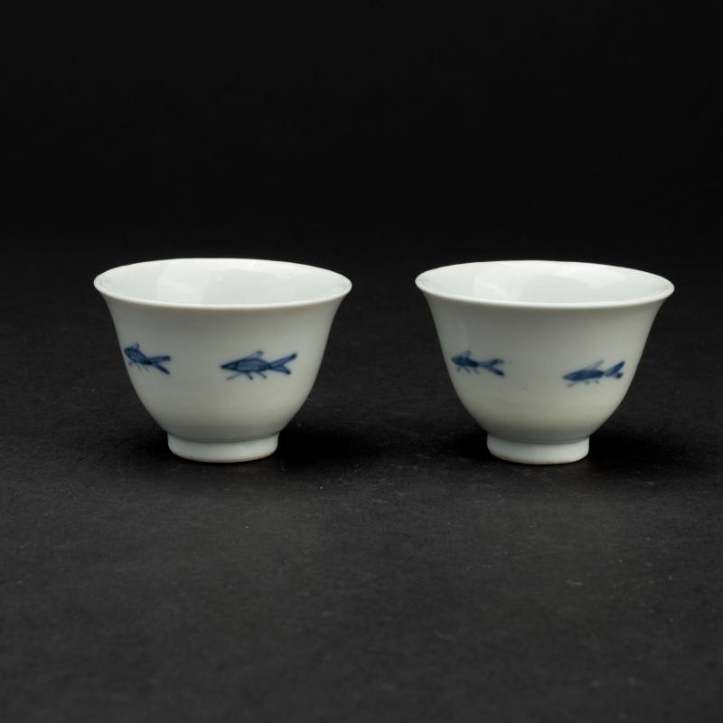    成化款 魚紋青花杯兩點 - 图2
