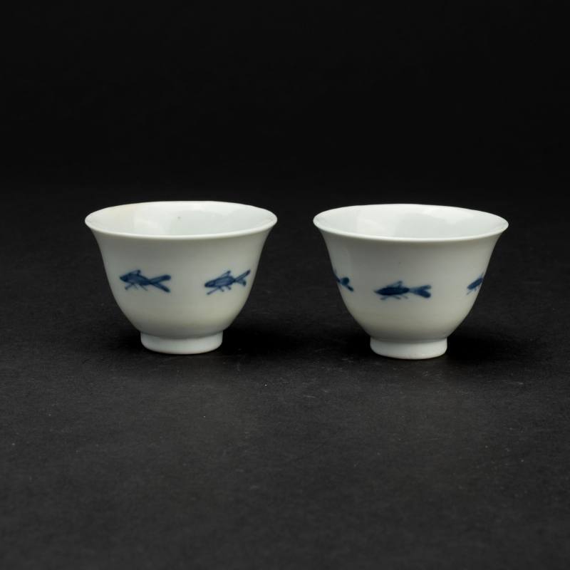    成化款 魚紋青花杯兩點 - 图3