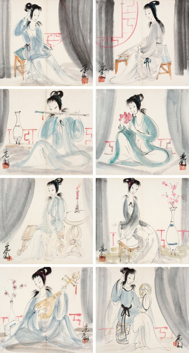 林风眠 1900-1991 仕女图册八开