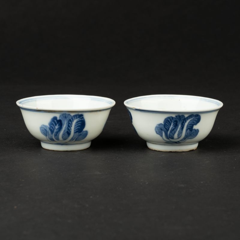    明末清初 青花白菜杯五客 - 图6