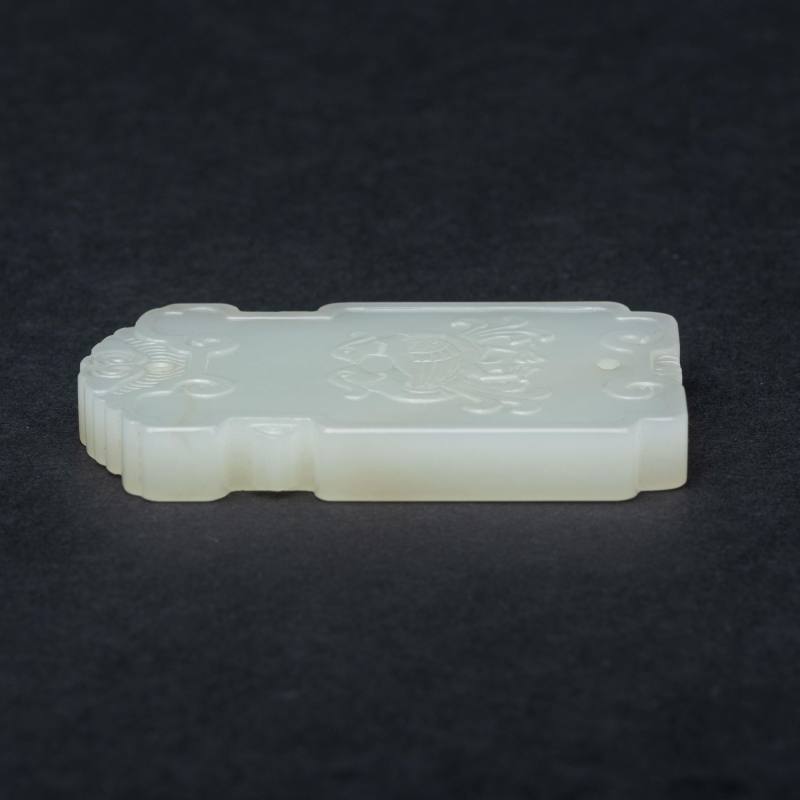    清 鴛鴦花卉白玉牌 - 图7
