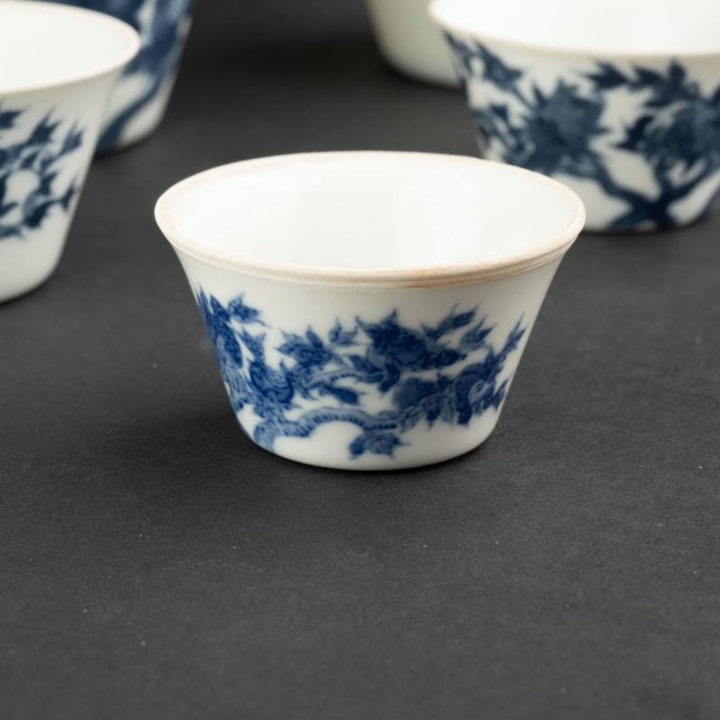    清 青花花卉茶盞十點 - 图3