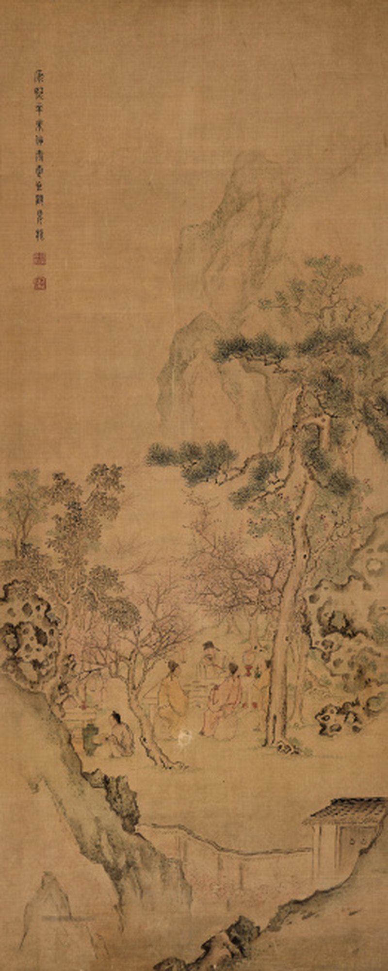 顾见龙 松间文会图