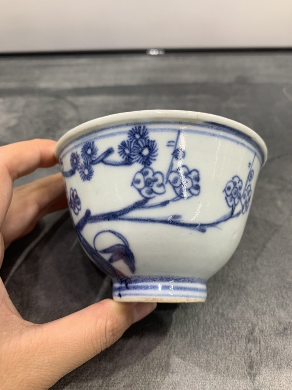 清乾隆青花岁寒三友纹杯 - 图3