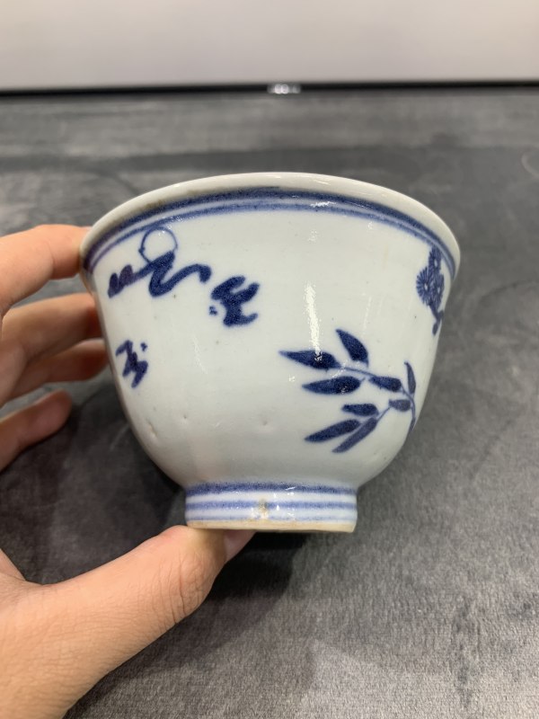 清乾隆青花岁寒三友纹杯 - 图5