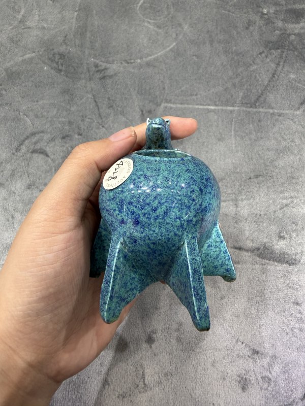 清晚期炉钧釉贴塑金鼠纹六足水盂 - 图3