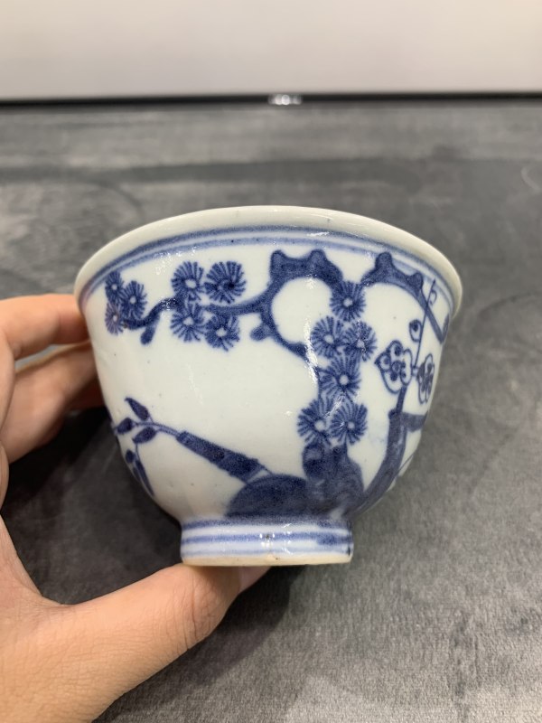 清乾隆青花岁寒三友纹杯 - 图6