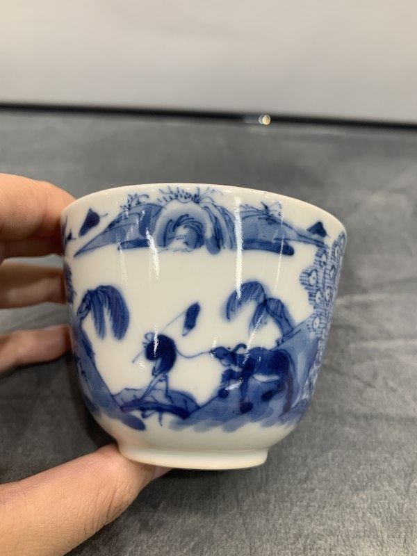 清道光青花牧牛图小杯 - 图5