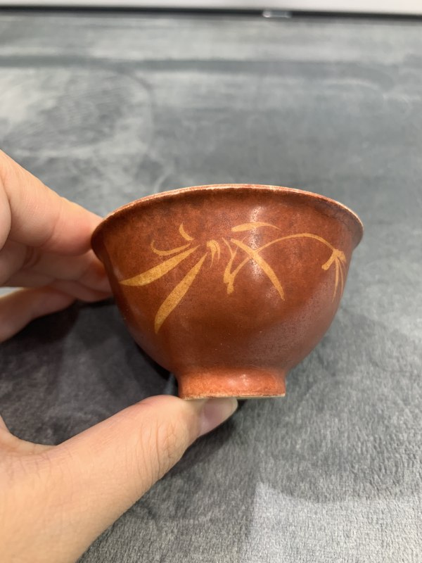 清乾隆珊瑚红地描金竹纹茶园 - 图3