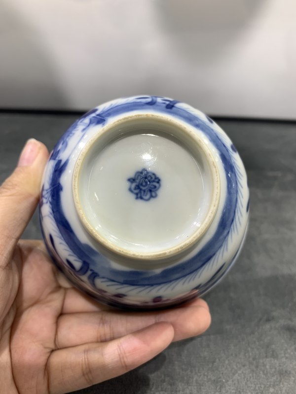 清康熙青花花鸟人物纹茶园 - 图8