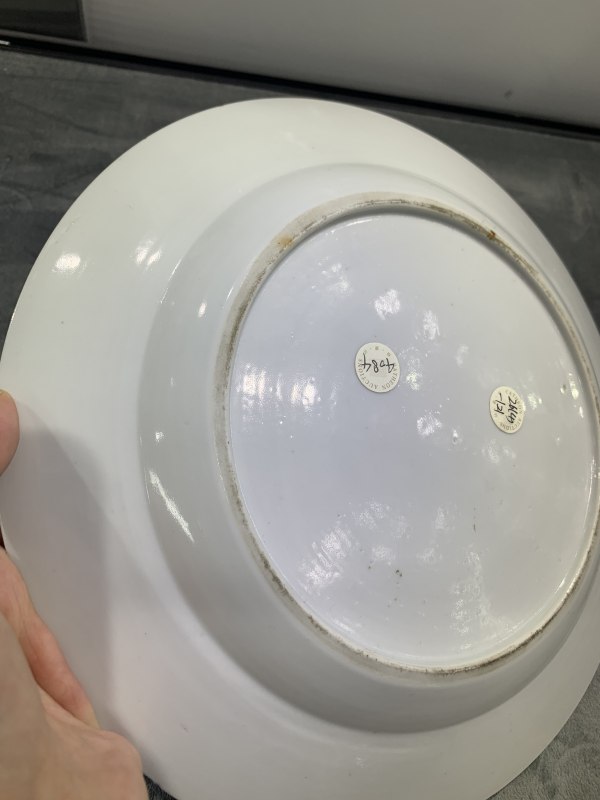 清乾隆青花山水楼阁纹折沿盘 - 图7