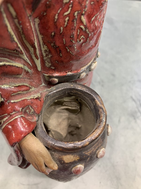 清晚期红釉太白醉酒塑像 - 图12