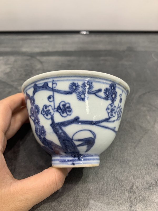 清乾隆青花岁寒三友纹杯 - 图7