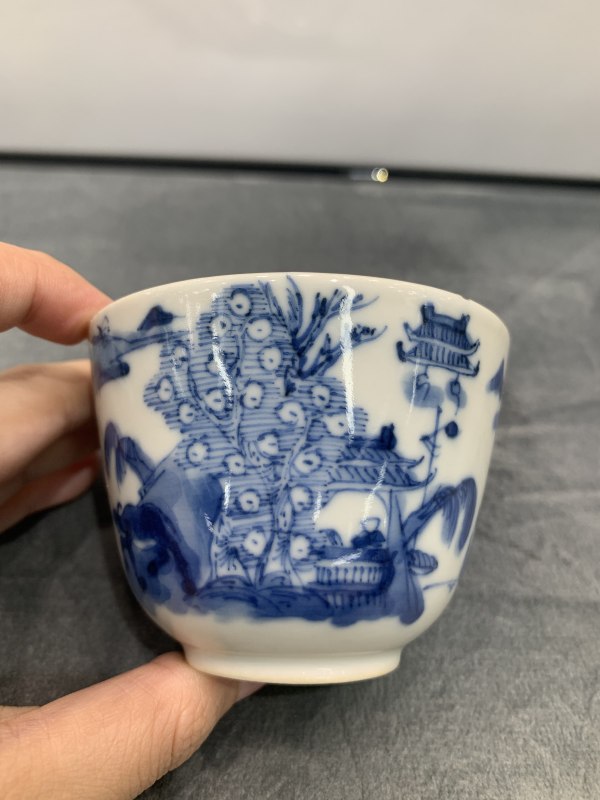 清道光青花牧牛图小杯 - 图6