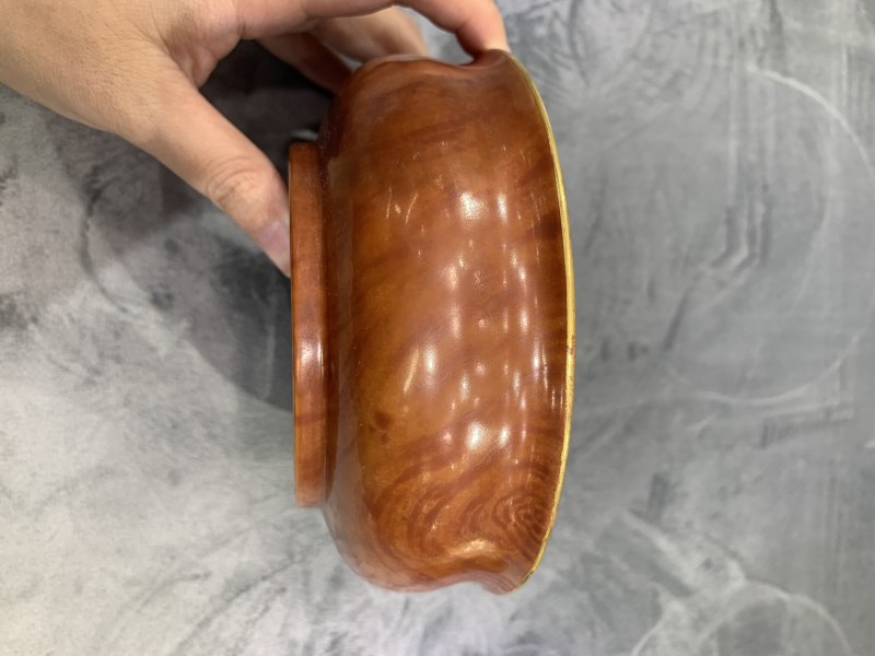 清乾隆仿木纹釉扎古扎雅木碗 - 图4