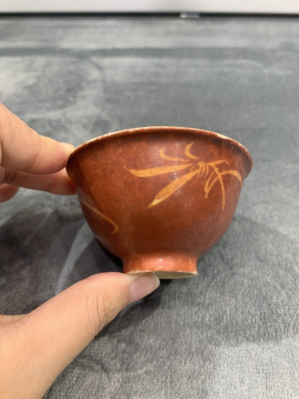 清乾隆珊瑚红地描金竹纹茶园 - 图4