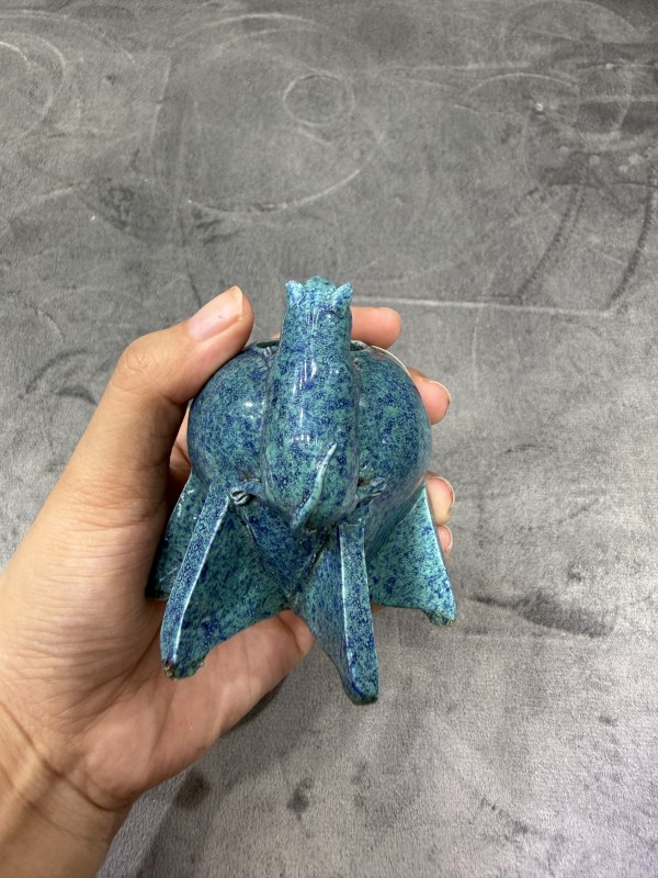 清晚期炉钧釉贴塑金鼠纹六足水盂 - 图5