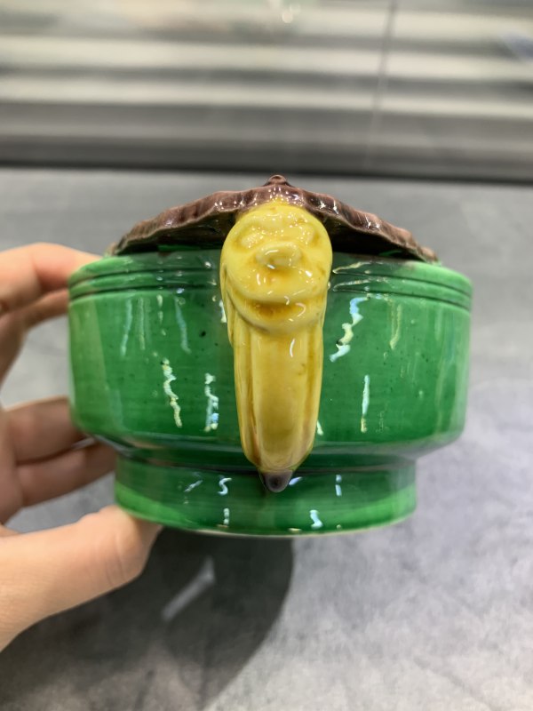 清康熙素三彩堆塑双蝠龙耳洗 - 图8