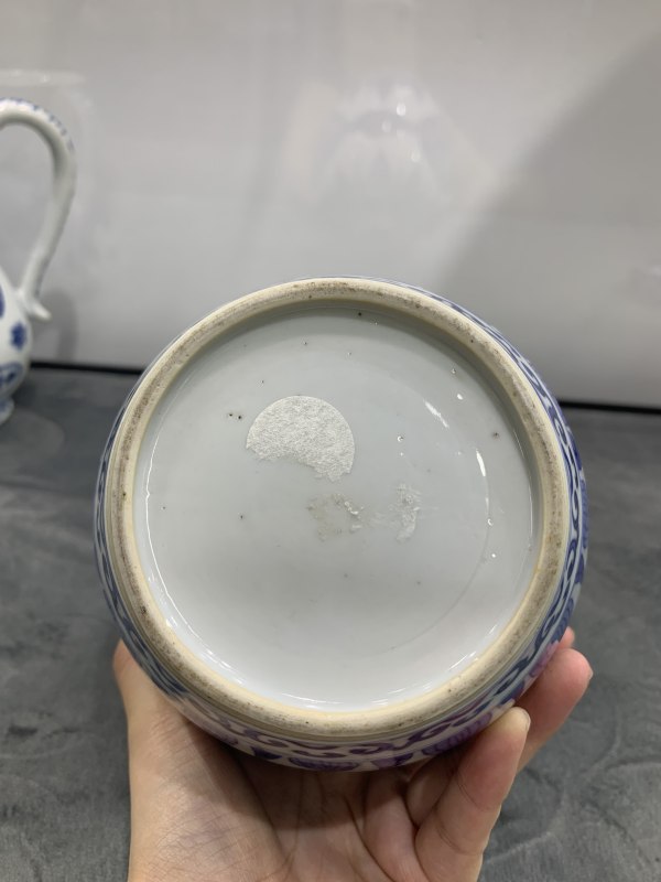 清康熙青花蕉叶如意纹莲子罐 - 图8