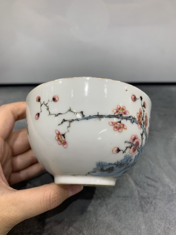民国粉彩梅花纹把杯一组四件 - 图19
