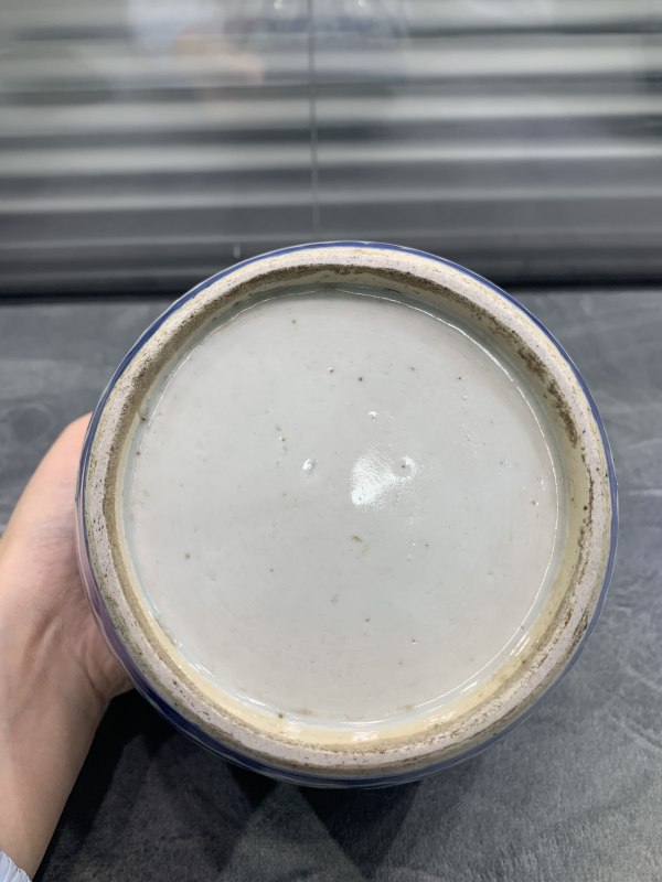 清晚期青花冰梅纹鼓形小缸 - 图7