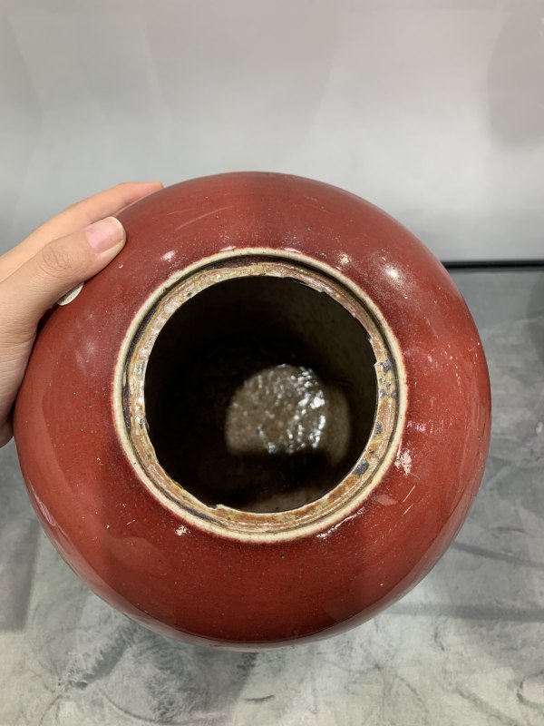 清中期钧红釉冬瓜罐 - 图5