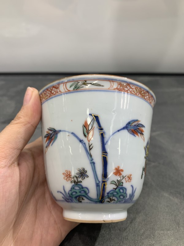 清康熙斗彩麒麟引凤纹杯盏一套 - 图3