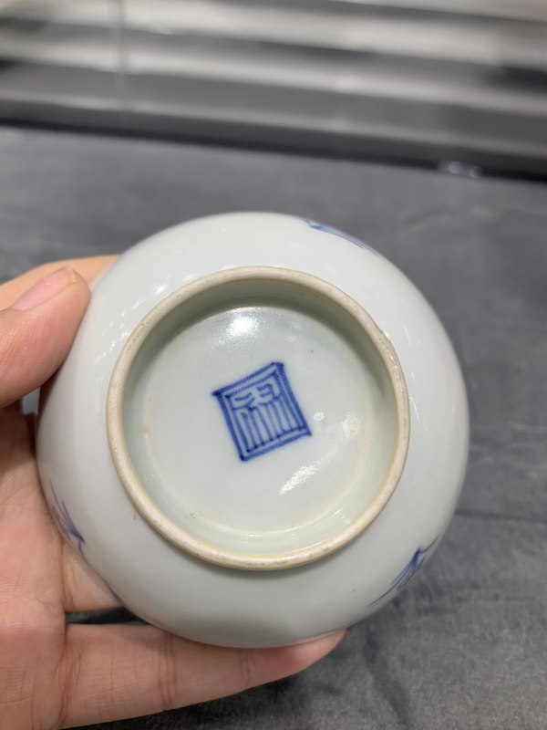 清道光青花一帆风顺图小盘一对 - 图3