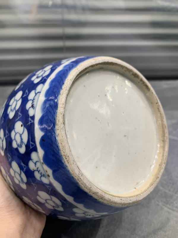 清晚期青花冰梅纹鼓形小缸 - 图8