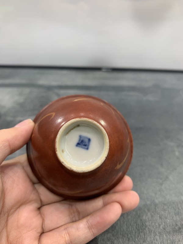 清乾隆珊瑚红地描金竹纹茶园 - 图6