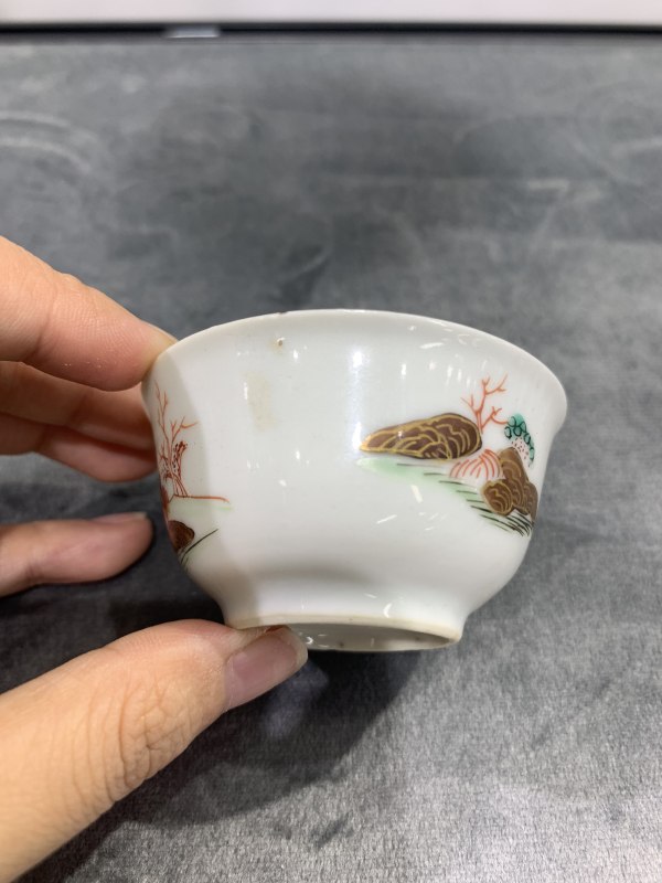 清乾隆粉彩描金山水楼阁纹小杯 - 图4
