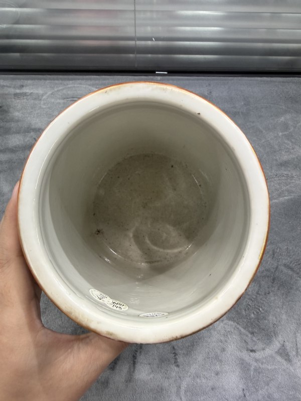 清晚期广彩合家欢大笔筒 - 图7