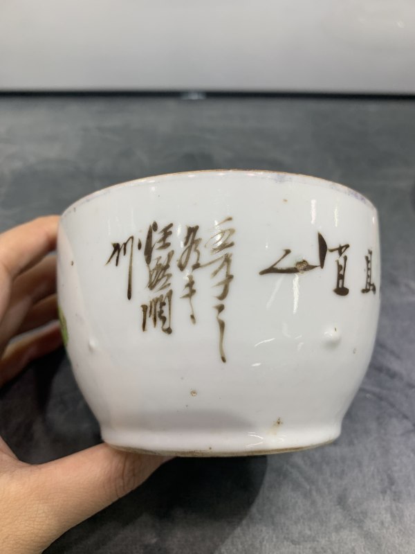 民国粉彩花鸟纹小盖缸 - 图4